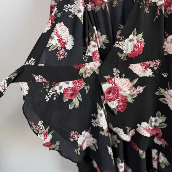 Torrid Womens Floral Georgette Wrap Tunic Blouse Top Size 2X Waterfall Front NWT - Picture 16 of 16